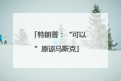 特朗普：“可以”原谅马斯克