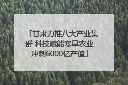 甘肃力推八大产业集群 科技赋能寒旱农业冲刺6000亿产值