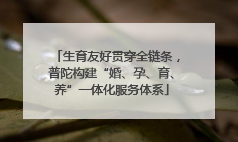 生育友好贯穿全链条，普陀构建“婚、孕、育、养”一体化服务体系