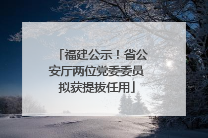 福建公示！省公安厅两位党委委员拟获提拔任用