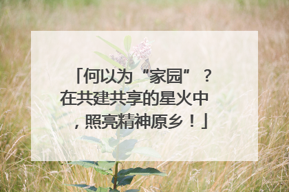何以为“家园”？在共建共享的星火中，照亮精神原乡！