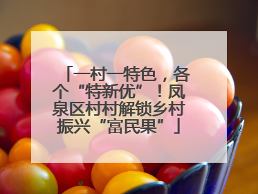 一村一特色，各个“特新优”！凤泉区村村解锁乡村振兴“富民果”