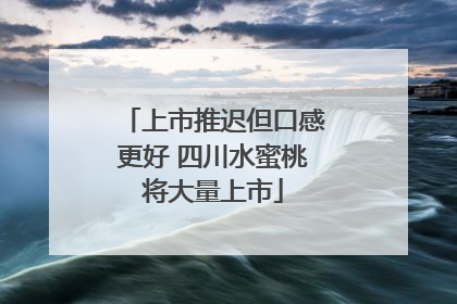 上市推迟但口感更好 四川水蜜桃将大量上市
