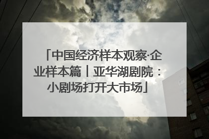 中国经济样本观察·企业样本篇︱亚华湖剧院：小剧场打开大市场