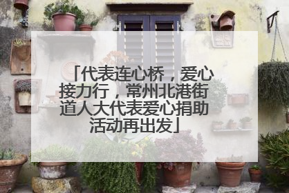 代表连心桥，爱心接力行，常州北港街道人大代表爱心捐助活动再出发