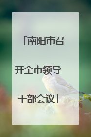 南阳市召开全市领导干部会议
