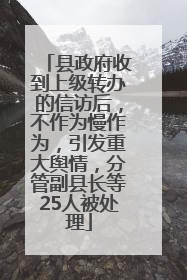 县政府收到上级转办的信访后，不作为慢作为，引发重大舆情，分管副县长等25人被处理