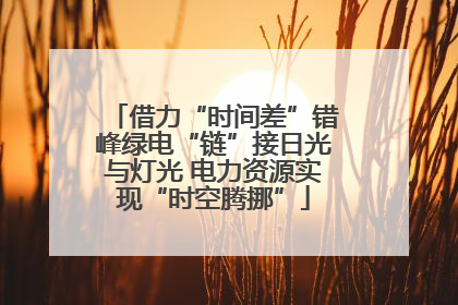 借力“时间差”错峰绿电“链”接日光与灯光 电力资源实现“时空腾挪”