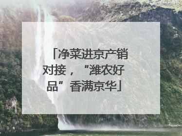 净菜进京产销对接，“潍农好品”香满京华
