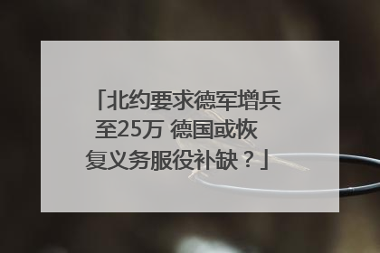 北约要求德军增兵至25万 德国或恢复义务服役补缺？