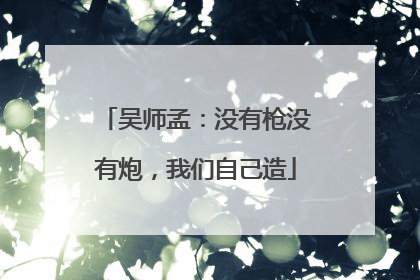 吴师孟：没有枪没有炮，我们自己造