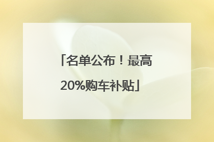 名单公布！最高20%购车补贴