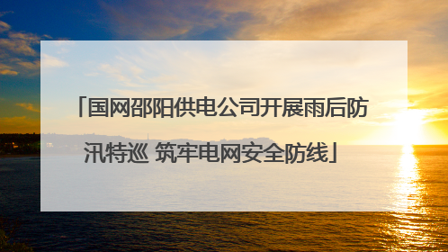 国网邵阳供电公司开展雨后防汛特巡 筑牢电网安全防线