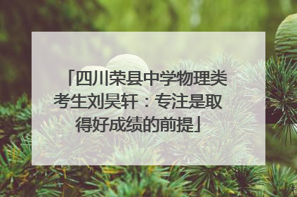 四川荣县中学物理类考生刘昊轩：专注是取得好成绩的前提