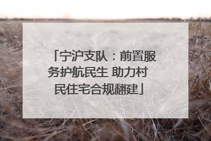 宁沪支队：前置服务护航民生 助力村民住宅合规翻建