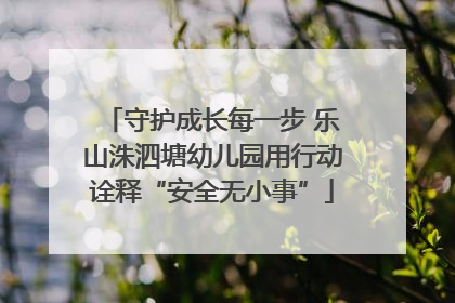 守护成长每一步 乐山洙泗塘幼儿园用行动诠释“安全无小事”