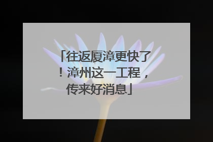往返厦漳更快了！漳州这一工程，传来好消息