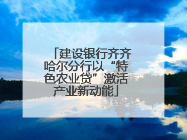 建设银行齐齐哈尔分行以“特色农业贷”激活产业新动能