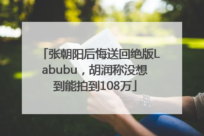 张朝阳后悔送回绝版Labubu，胡润称没想到能拍到108万