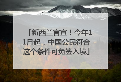 新西兰官宣！今年11月起，中国公民符合这个条件可免签入境