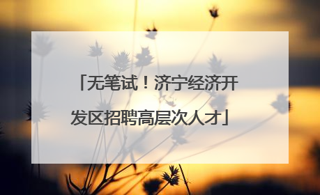 无笔试！济宁经济开发区招聘高层次人才