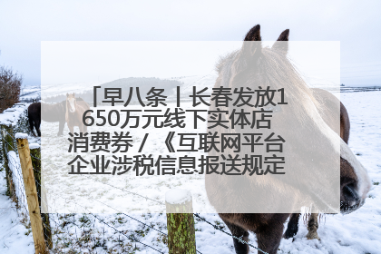 早八条丨长春发放1650万元线下实体店消费券／《互联网平台企业涉税信息报送规定》正式施行