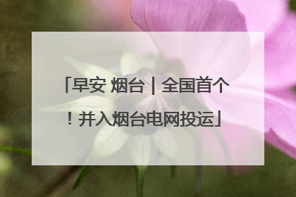 早安 烟台｜全国首个！并入烟台电网投运