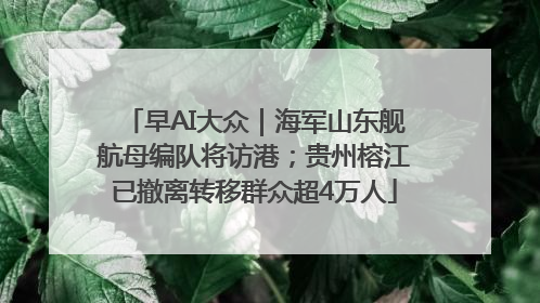 早AI大众｜海军山东舰航母编队将访港；贵州榕江已撤离转移群众超4万人