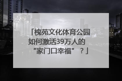 槐苑文化体育公园如何激活39万人的“家门口幸福”？