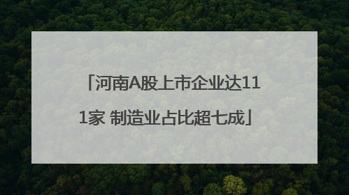 河南A股上市企业达111家 制造业占比超七成