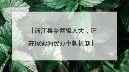 浙江县乡两级人大，正在探索为民办事新机制