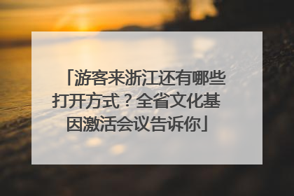 游客来浙江还有哪些打开方式？全省文化基因激活会议告诉你