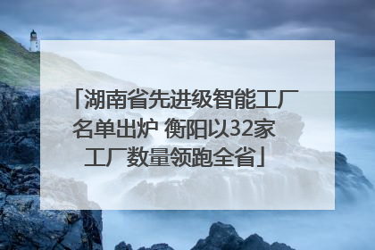 湖南省先进级智能工厂名单出炉 衡阳以32家工厂数量领跑全省
