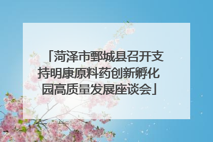 菏泽市鄄城县召开支持明康原料药创新孵化园高质量发展座谈会