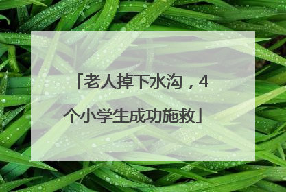 老人掉下水沟，4个小学生成功施救