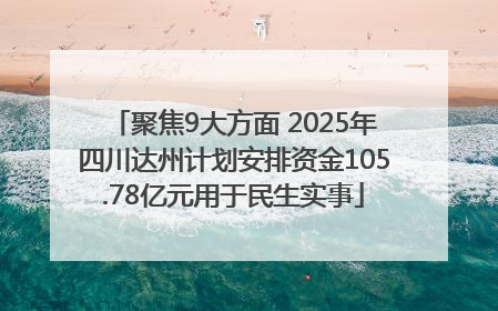 聚焦9大方面 2025年四川达州计划安排资金105.78亿元用于民生实事