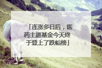 连涨多日后，医药主题基金今天终于登上了跌幅榜