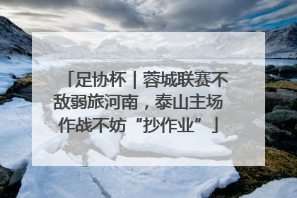 足协杯｜蓉城联赛不敌弱旅河南，泰山主场作战不妨“抄作业”