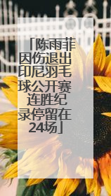陈雨菲因伤退出印尼羽毛球公开赛 连胜纪录停留在24场