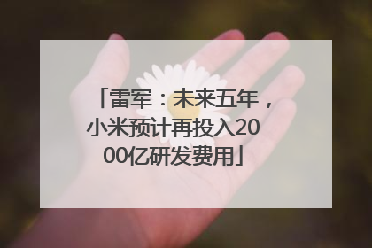 雷军：未来五年，小米预计再投入2000亿研发费用