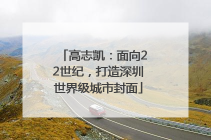 高志凯：面向22世纪，打造深圳世界级城市封面