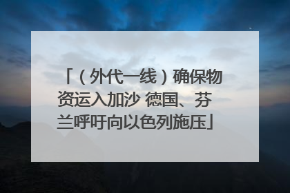 （外代一线）确保物资运入加沙 德国、芬兰呼吁向以色列施压