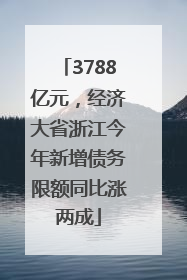 3788亿元，经济大省浙江今年新增债务限额同比涨两成