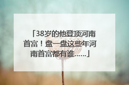 38岁的他登顶河南首富！盘一盘这些年河南首富都有谁……