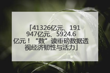 41326亿元、191947亿元、5924.6亿元！“数”读重磅数据透视经济韧性与活力